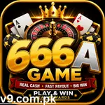666A Game casino-style mobile app icon featuring bold golden 666A text, poker chips, playing cards, roulette wheel, and crown design symbolizing real cash gaming and rewards